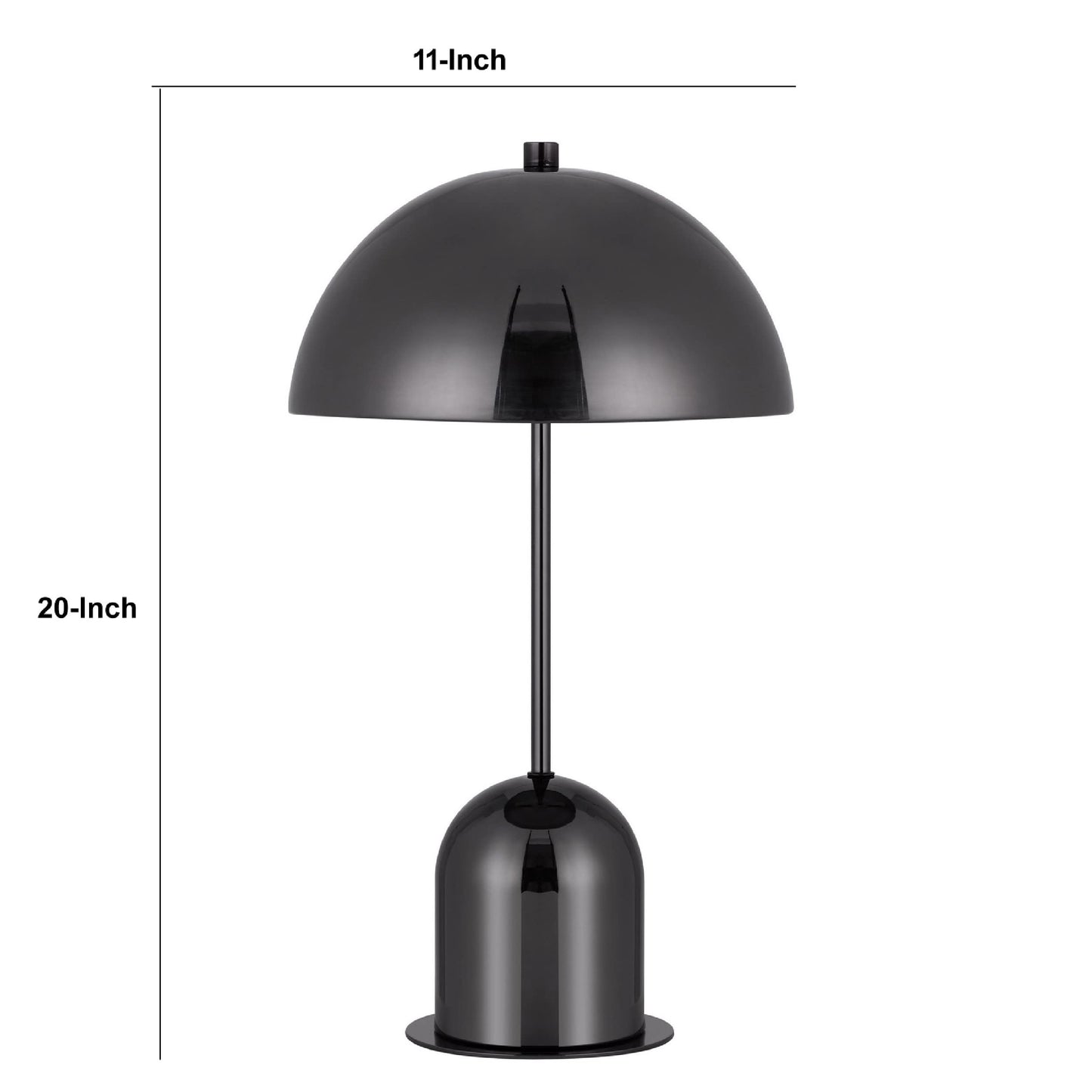 Benzara Metal Accent Table Lamp, 20 Inch, Dome Shade, Black, Model BM271963