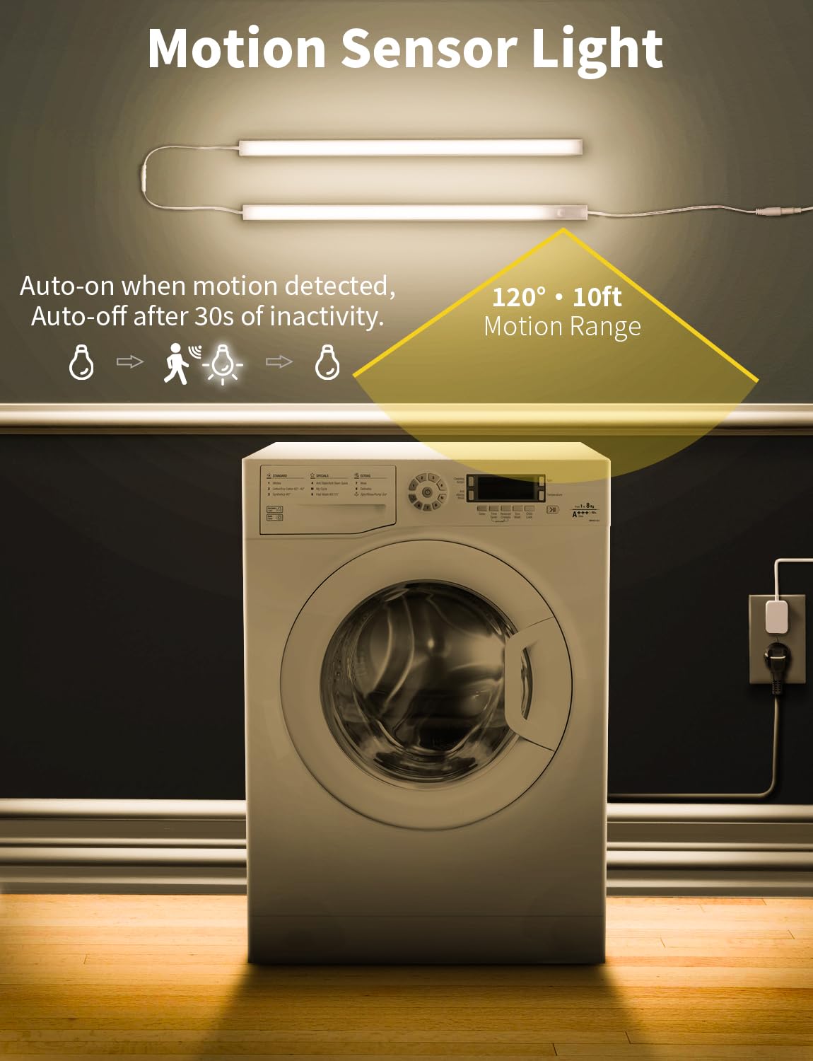 Auyihomu Under Cabinet Motion Sensor Lighting Indoor Plug In  16  12V Led Under Counter Lights Super Bright Ultra Thin Magnetic For Kitchen/Hallway/Toilet/Garage/Closet(Warm White/3000K  2 Pack)