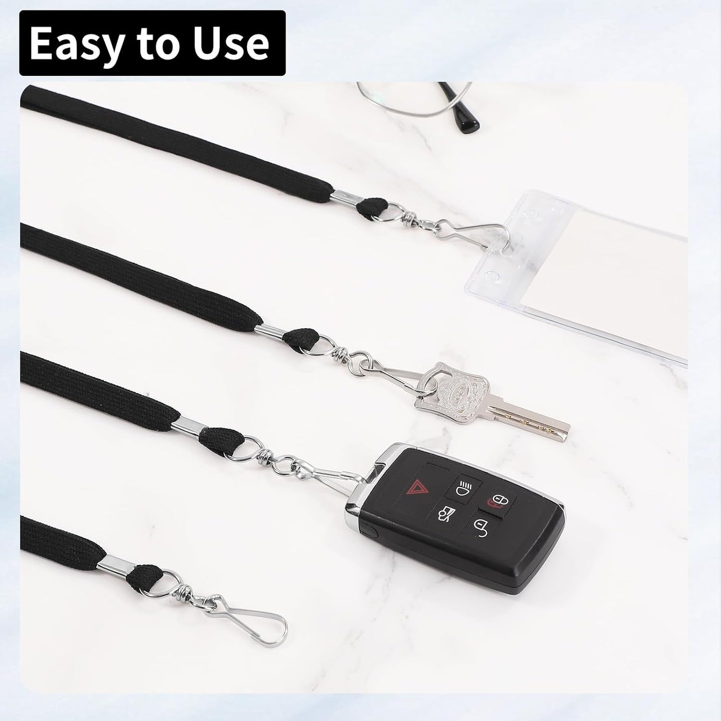 50 Pcs Breakaway Lanyard for Id Badges Lanyards Break Away Safety Lanyard Teacher Volunteer Student Team Lanyards for Keys (Black)