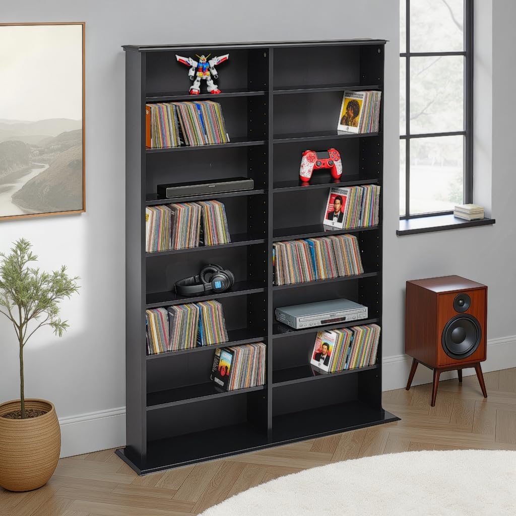 Prepac 2 Column Display Cabinet Media Storage, 38.75" Wide, Black