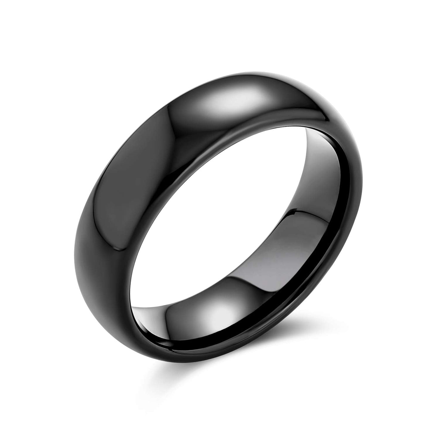 Halloween Jewelry Black Tungsten Dome Wedding Band Ring 6mm,Black,9