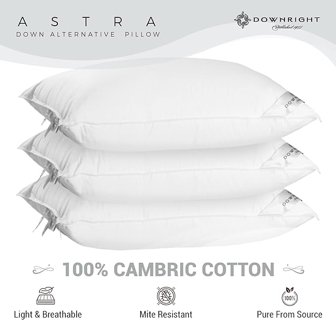 Downright 233 Thread Count 21 oz Astra LikeDown Pillow, 20" x 26", Standard 20 x 26