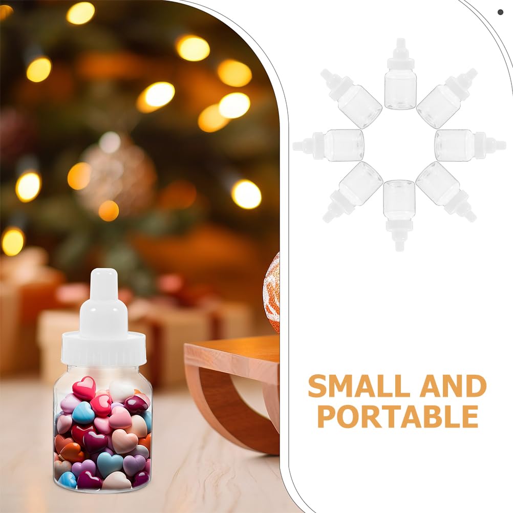 VOSAREA 20PCS Baby Mini Milk Bottle Baby Shower Party Favor Bottle Baby Shower Fillable Feeding Bottle Candy Box Small Plastic Candy Bottle DIY for Boy Girl Newborn Party Decor
