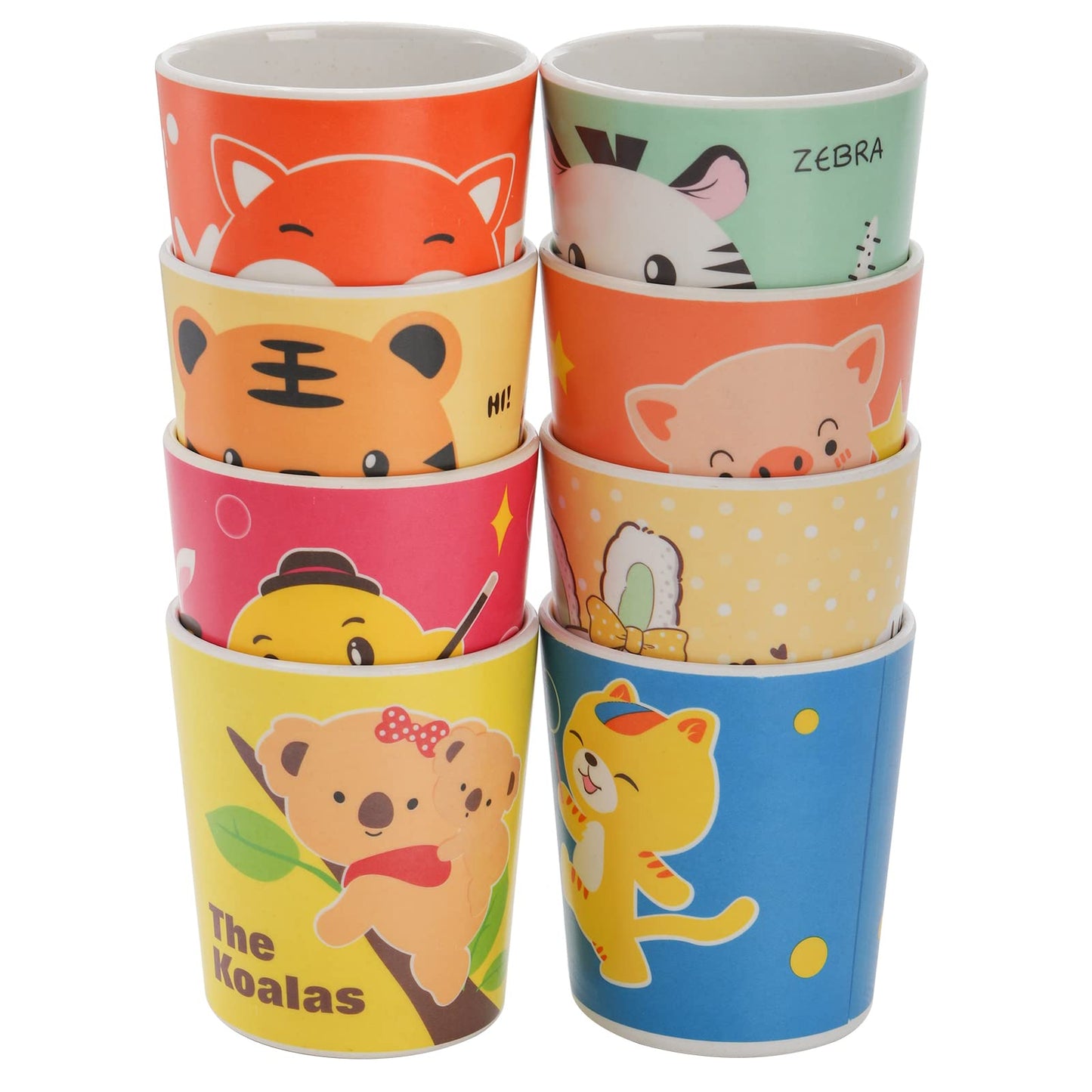 Lyellfe 8 Pack Bamboo Cup, Heavy Duty Drinking Cups, 6 Oz BPA Free Stackable Water Cups for Home, Party, Dishwasher Safe