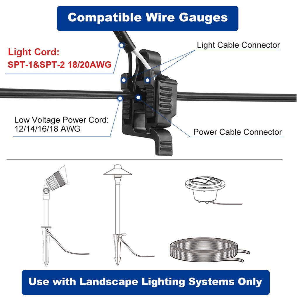 Aizzkry Low Voltage Wire Connectors, Waterproof Splice For 12-18 Gauge, Black, 8 Pack
