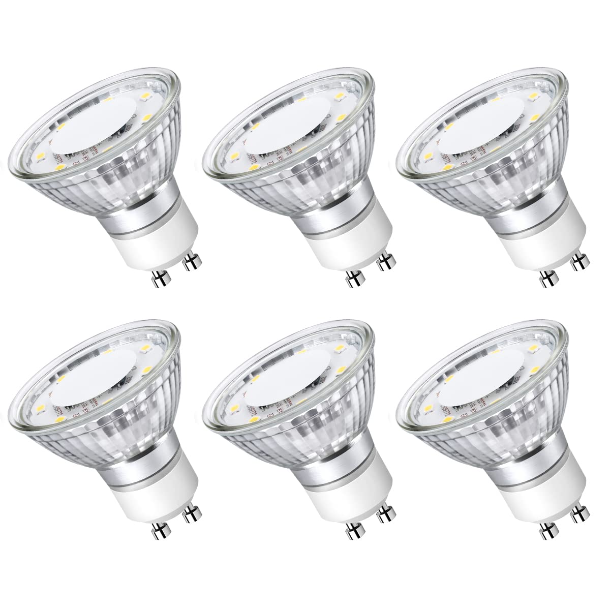 LE GU10 LED Light Bulbs Non-Dimmable 4W 2700K Warm White 6 Pack, Glass, Model 200068-WW-US-a-6, for Recessed