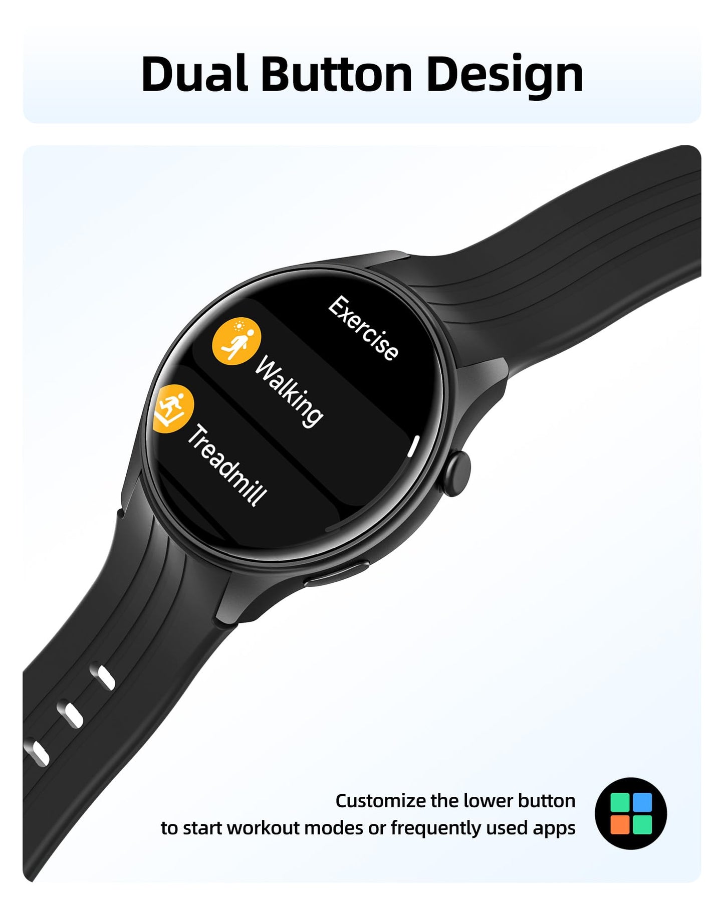 Parsonver Smart Watch for Men Women, Built-in GPS, Fitness Watch with Answer/Make Calls, 100+ Sport Modes, Heart Rate, Sleep Monitor, Pedometer, IP68 Waterproof, Smartwatch for Android & iPhone, Black