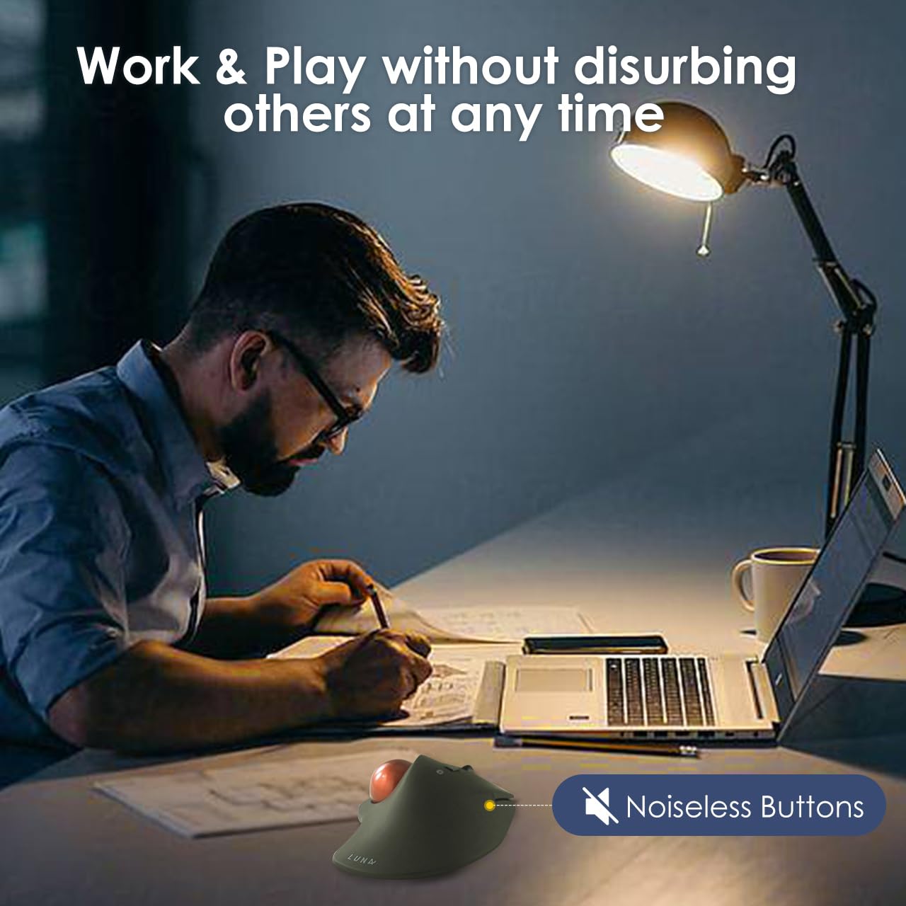 Sanwa Wired Ergonomic Trackball Mouse, Optical Rollerball Mice, Programmable Silent Buttons, 40Mm Trackball, 600/800/1200/1600 A