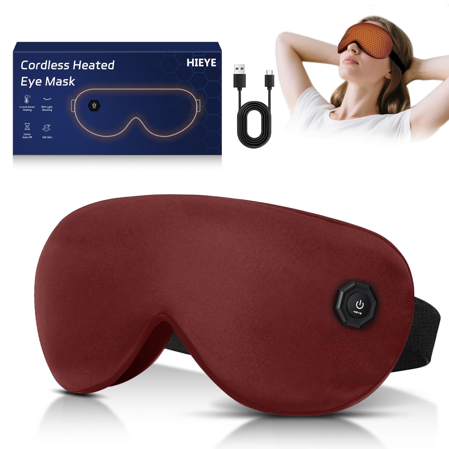 Cordless Heated Eye Mask for Dry Eyes, Electric Warm Compress for Fast Eye Relief, Rechargeable USB Heat Therapy Mask for Sleep, Blepharitis & Stye Treatment
