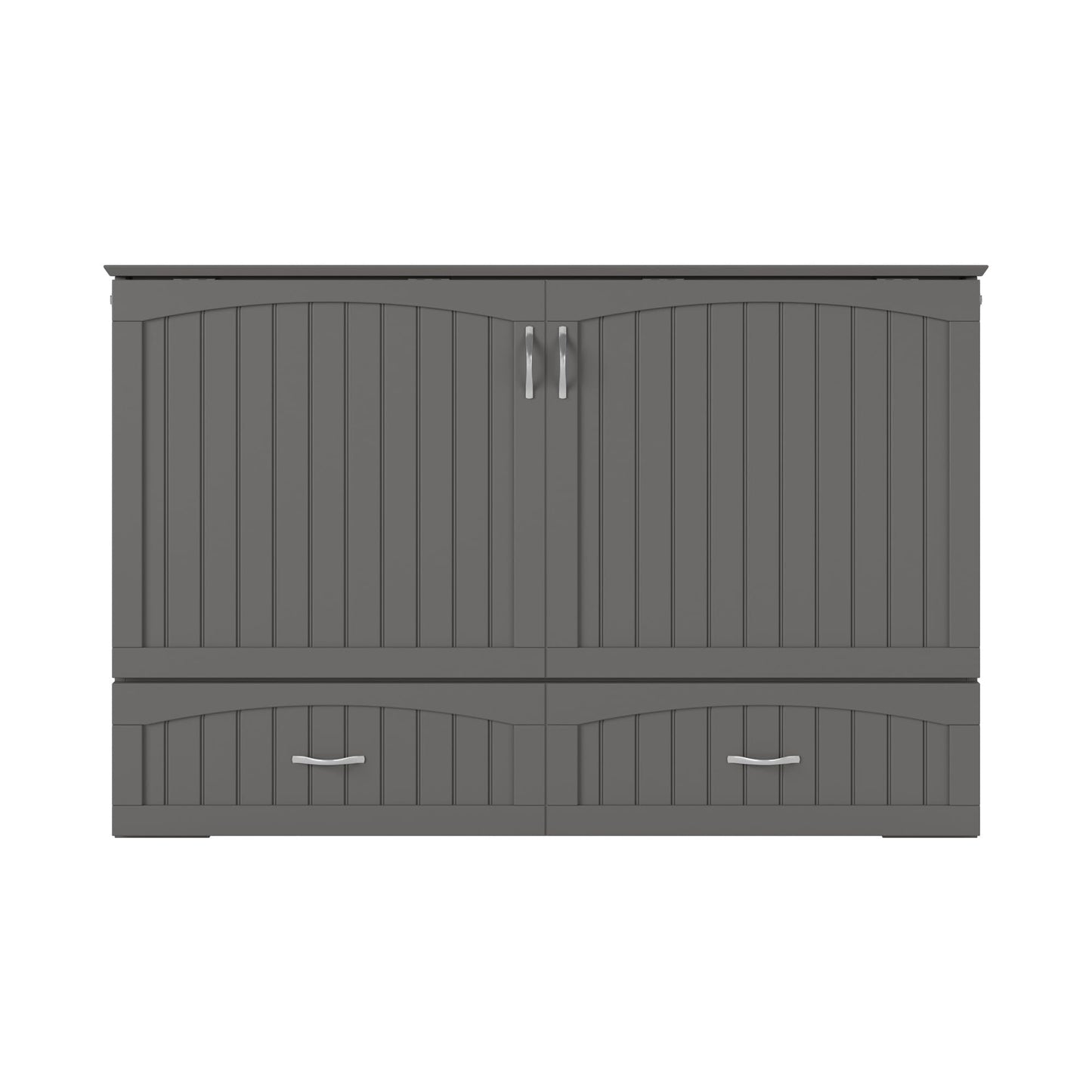 AFI, Aspen Mid-Century Modern Queen Solid Wood Murphy Bed Chest with Mattress in Grey