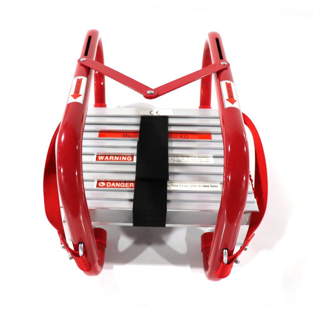 Fire Escape Ladder, 3 Story Emergency Portable Safety Ladder for Adults & Kids with Anti-Slip Rungs and Wide Steps V Center Suitable for Windows and Balcony|25-Foot