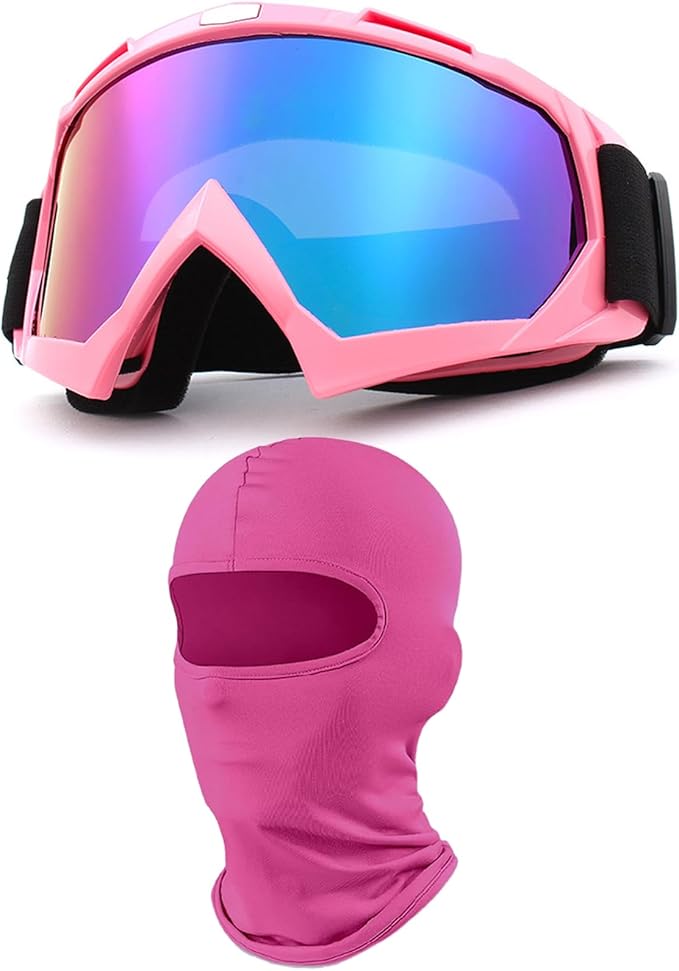 immoono Motorcycle Goggles with Face Mask, Windproof Dirt Bike Racing Ski Goggles Protective Safety Glasses with Balaclava