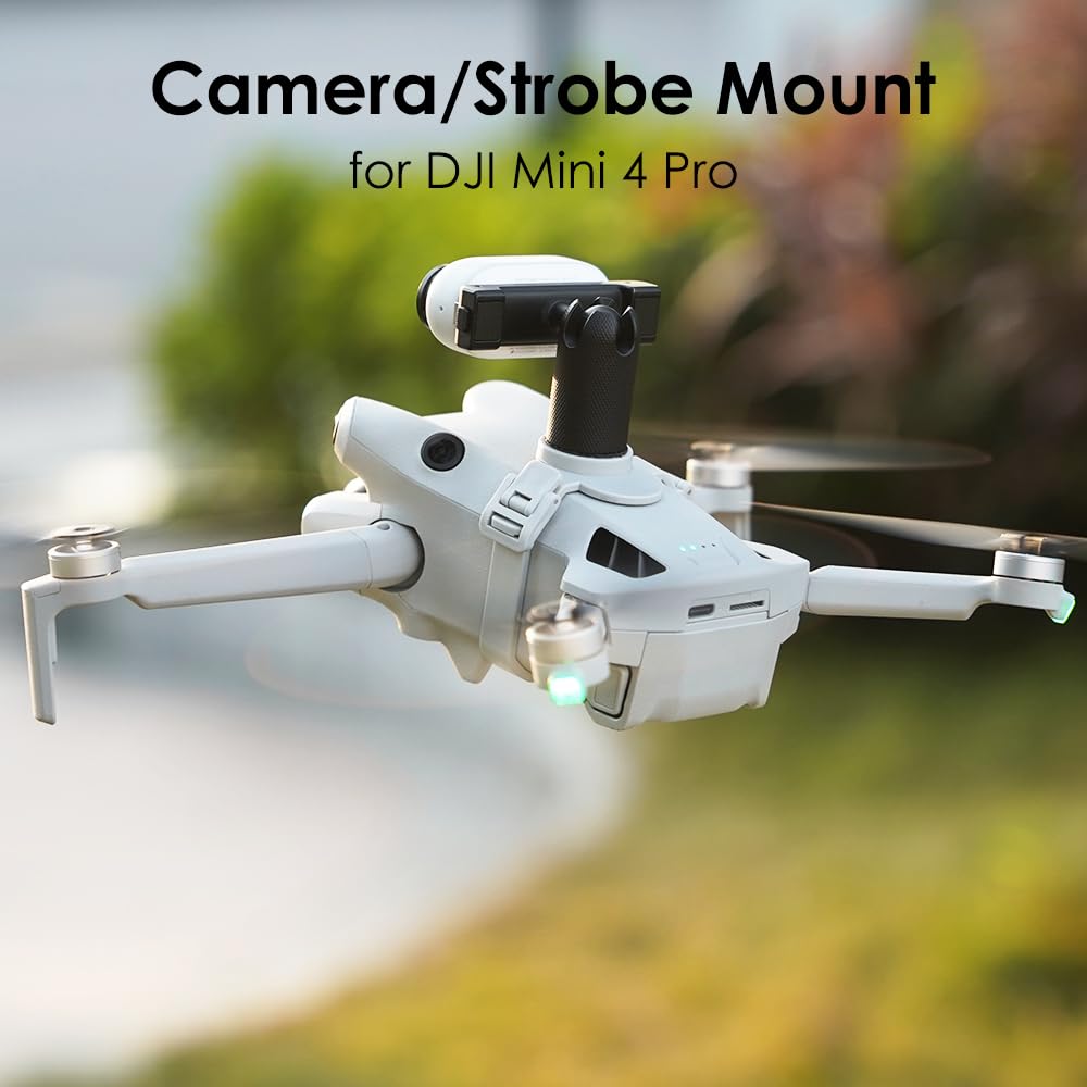 Capart Top Expansion Bracket Camera Mount For Dji Mini 4 Pro, Action Camera Mount Night Flight Strobe Light Holder, With Tripod
