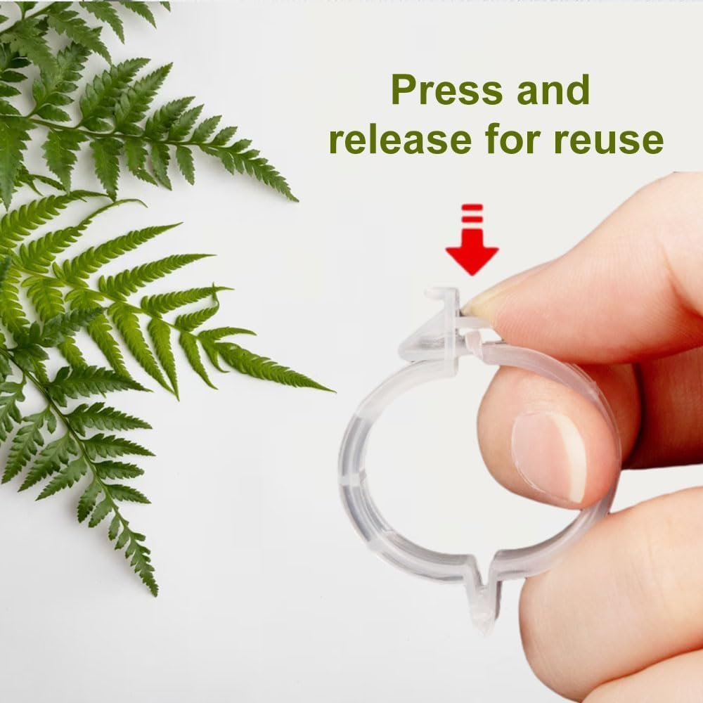 Plant Support Clips Reusable Garden Clips, Secured Plastic Plant Clips, Tomato Support Clips for String Trellis for Climbing Plants Outdoor Indoor Plant Flowers Stem Vine Fixing Clips (100, Black)