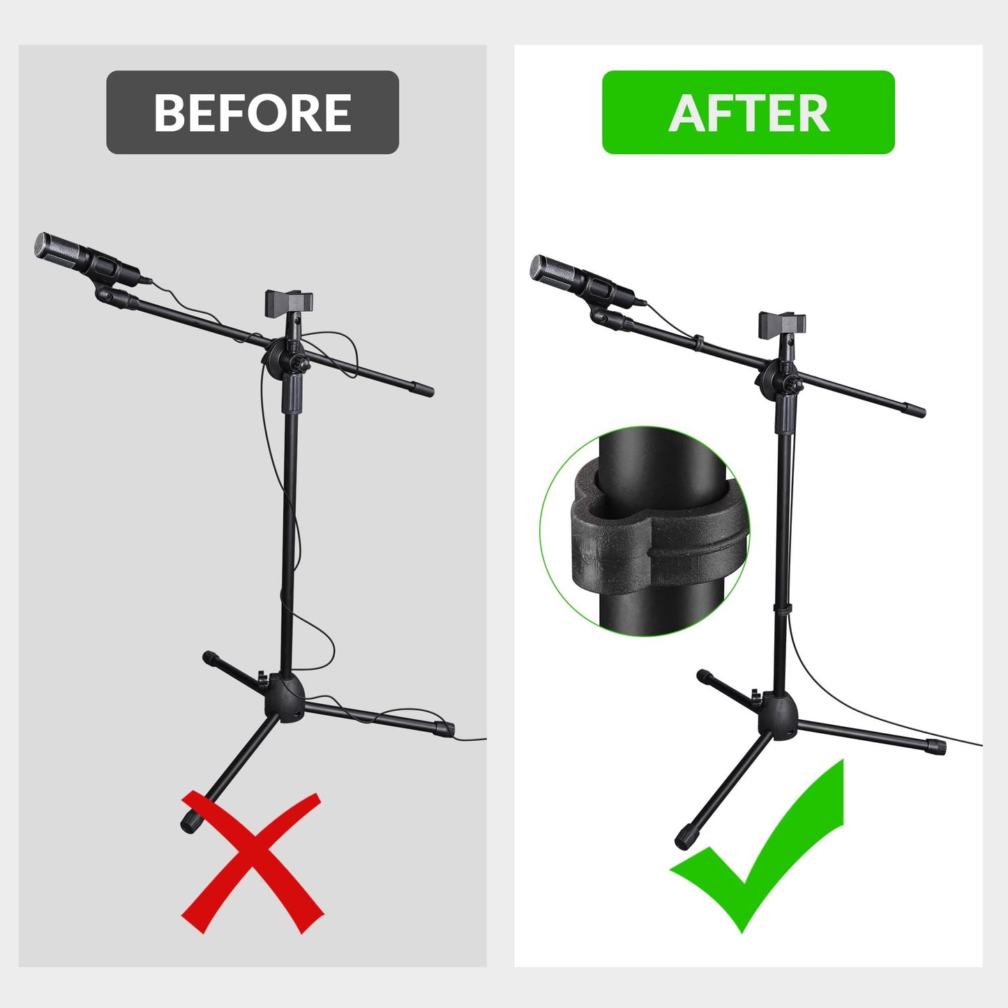 Aw 2 Pack Microphone Boom Arm Stand Adjustable Tripod W/Phone Holder Dual Mic Clip