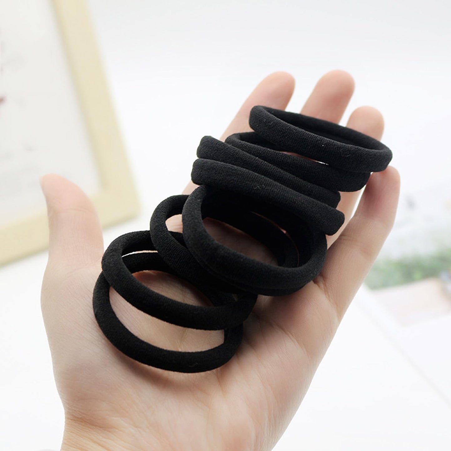 200PCS Black Hair Ties for Women & Girls Men Kids Toddler - Seamless, Thick, No Damage Elastic Hair Bands for Ponytails, Workout