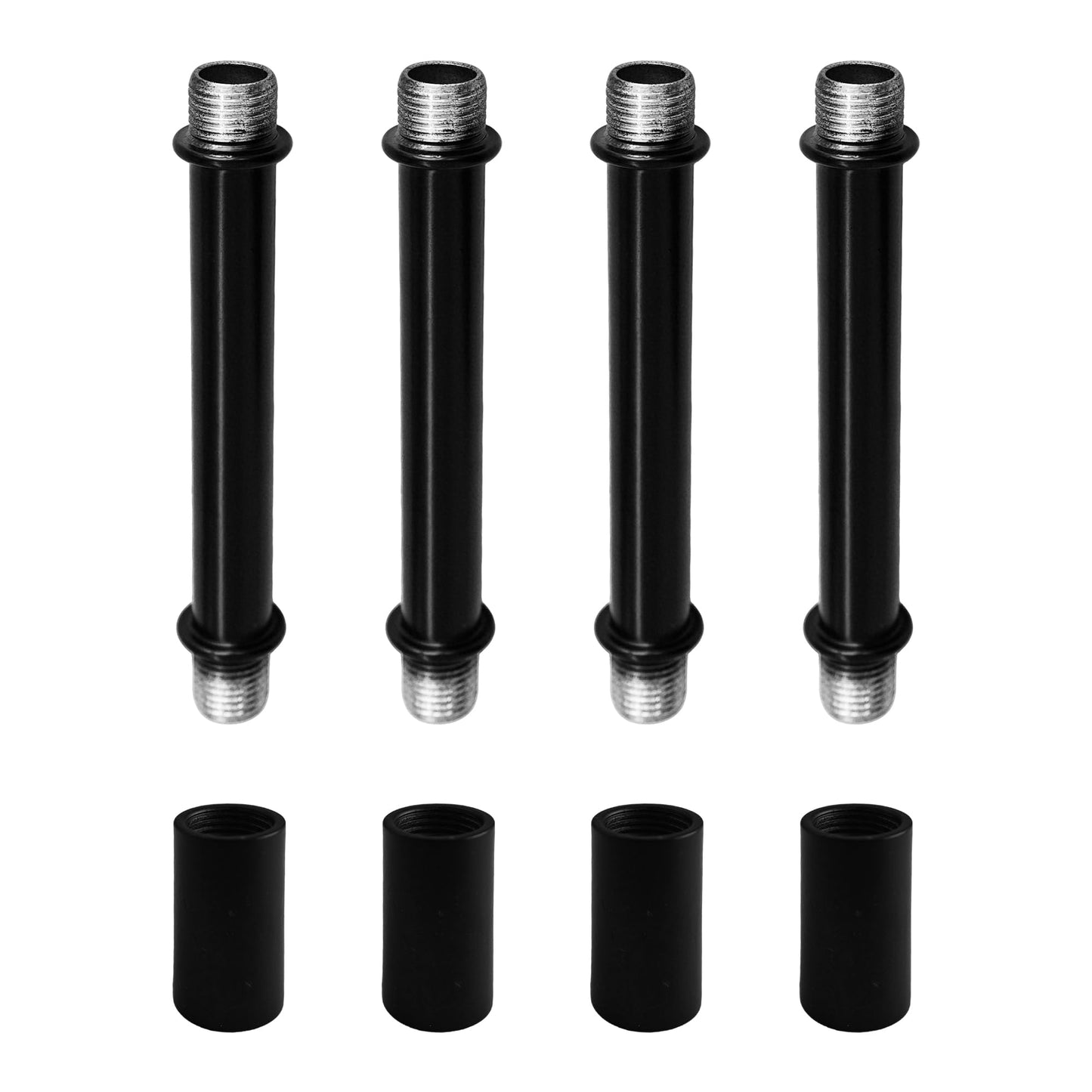 Auxbc 3.15” Straight Pipe Lamp Stem Kit - M10 Double End Threaded Rods For Diy Floor, Table & Ceiling Lamps, Black