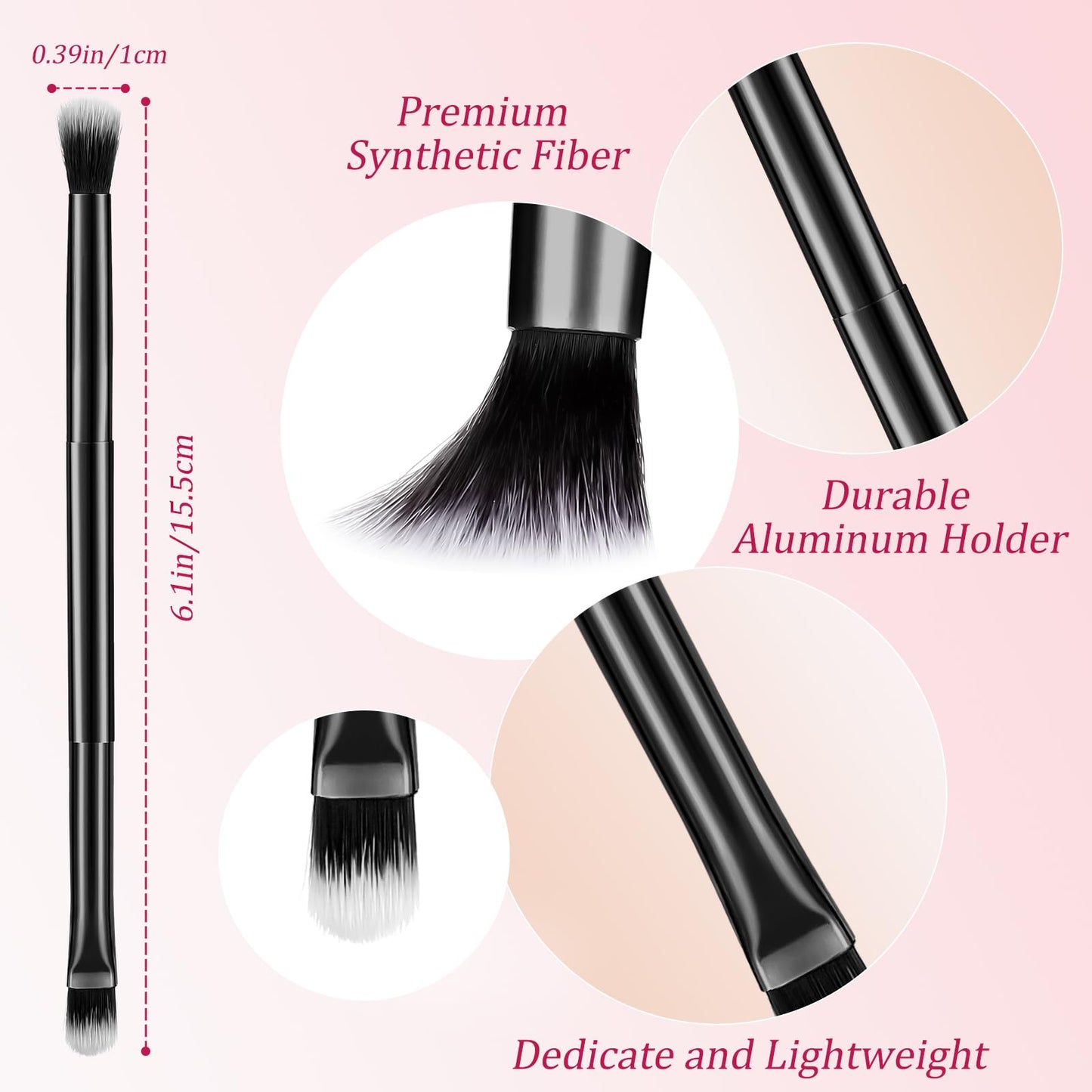 Perthlin 12 Pcs Eyeshadow Smudge Brush 2 in 1 Eyeshadow Double Ended Concealer Brush Under Eye Small Soft Firm Pointed Foundatio