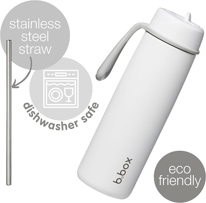 b.box Triple Insulated 23oz Water Bottle w/Stainless Steel Straw. 44 Hours Cold. Leak Proof Tumbler with Lid and Straw for Travel, Gym & School. BPA Free Sports Water Bottles.