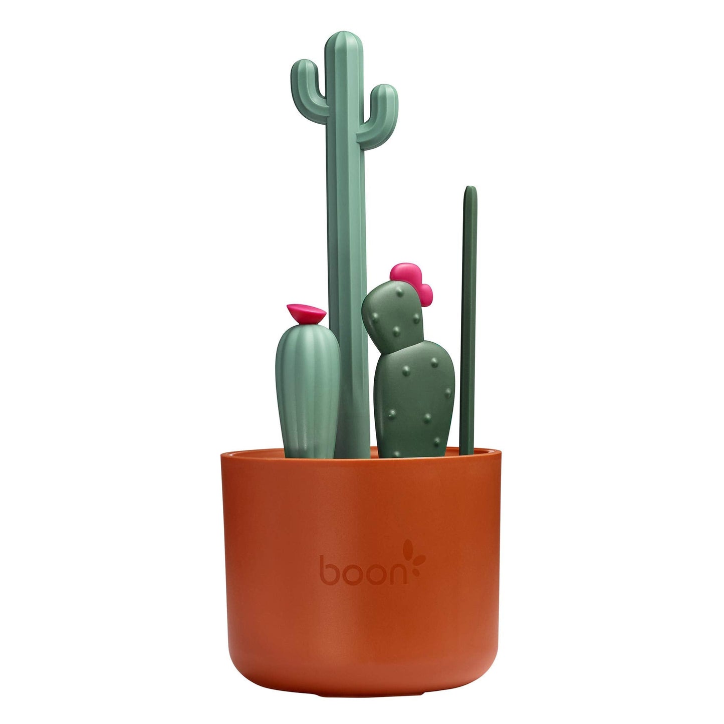 Boon Desert Countertop Baby Bottle Drying Rack & Cacti Cleaning Brush Set - Includes Bottle, Nipple, Detail, and Straw Brushes