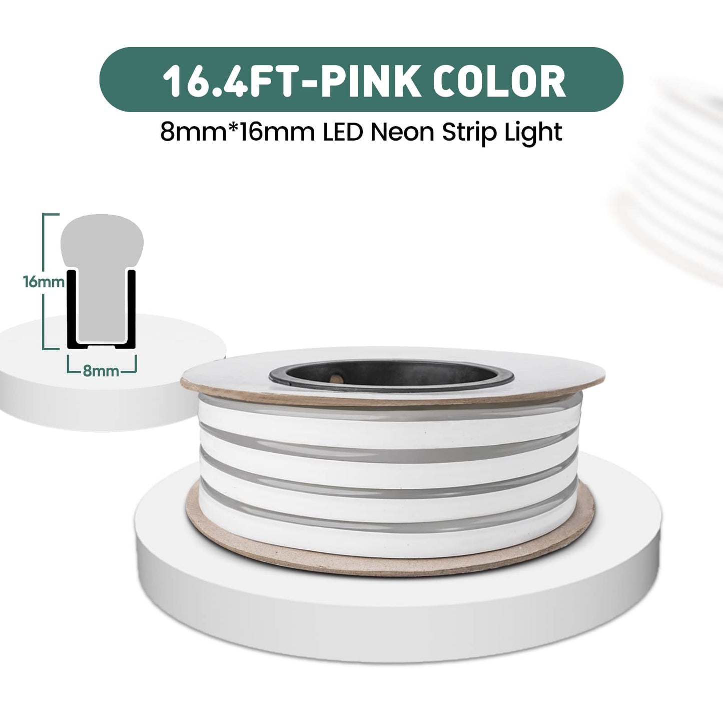 Gzbtech Flexible Led Neon Rope Lights 16.4Ft Ac 110-120V Waterproof Strip Light  120Leds/M Cuttable Connectable Neon Lighting For Indoor Outdoor Home Decor/Commercial Building Use-Pink 5M