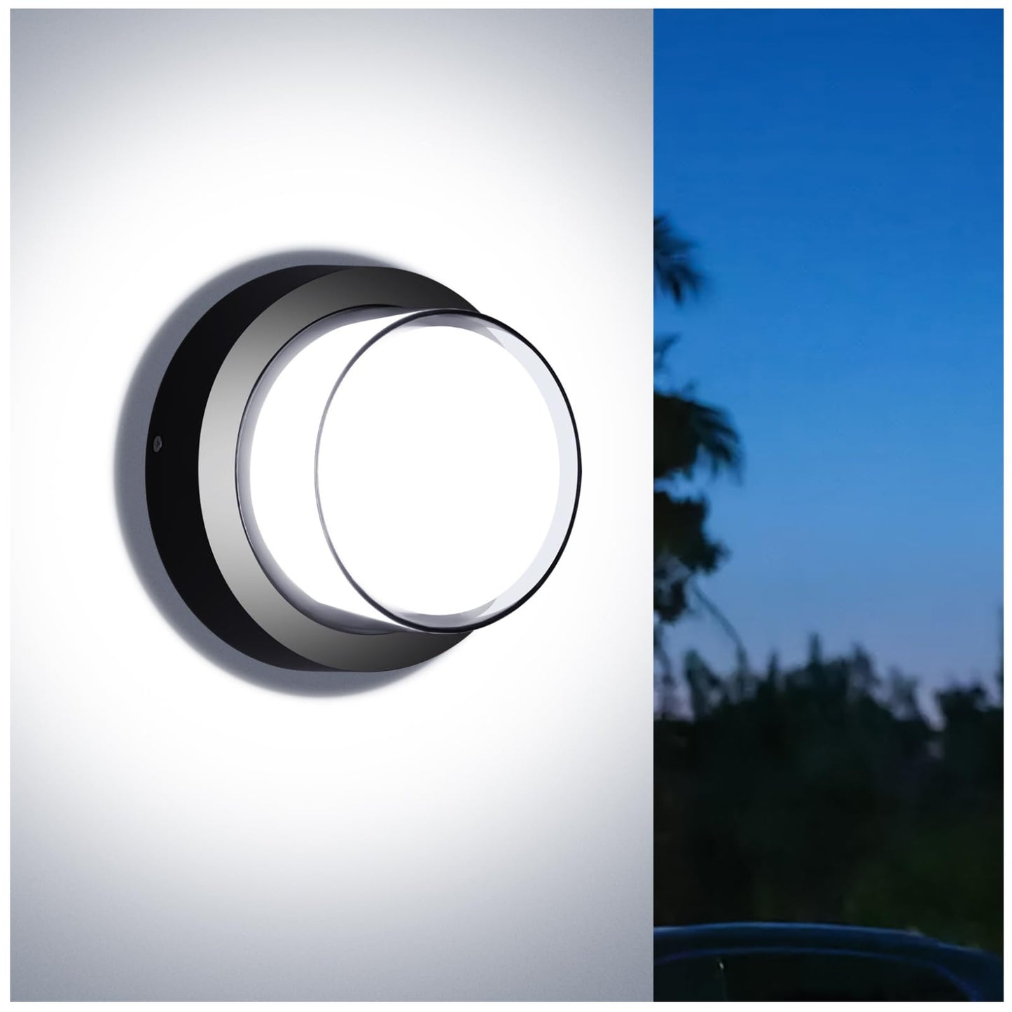 Tomourd Outdoor Led Flood Lights  Waterproof Modern Exterior Wall Light  12W Anti Rust Outside Porch Lighting With 6000K Daylight Small Circle Wall Mount Fixtures For House Backdoor Yard Entryway