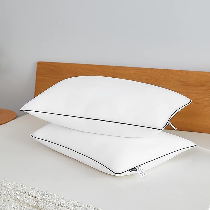 Acanva Cooling Bed Pillows for Sleeping Set of 4, Hotel Quality with Premium Soft and Supportive 3D Down Like Filling for Back, Stomach, or Side Sleepers,Machine Washable, Standard(Pack of 4), White