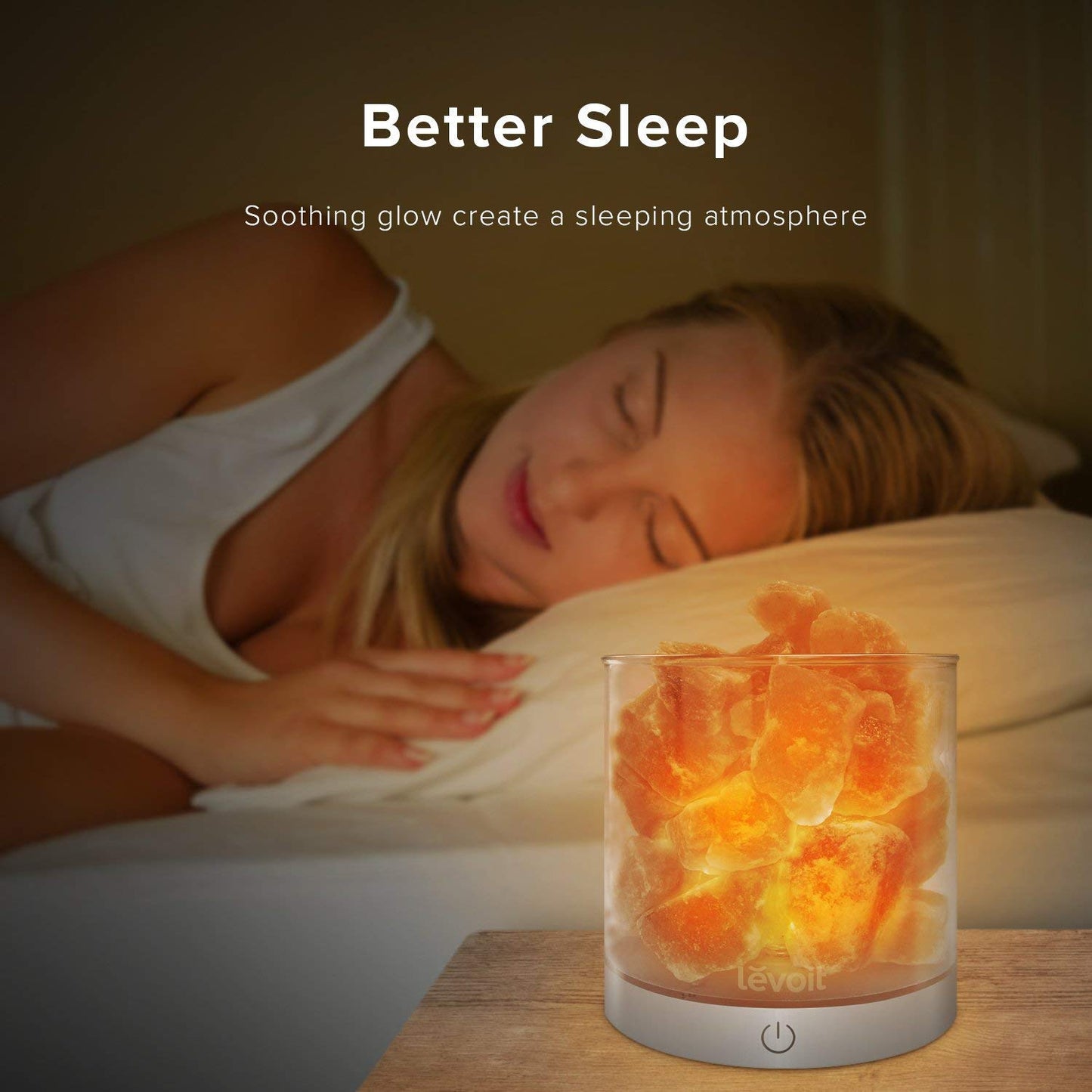 LEVOIT Cora Himalayan Pink Rock Crystal Night Light, Dimmable Touch Switch, ETL Certified
