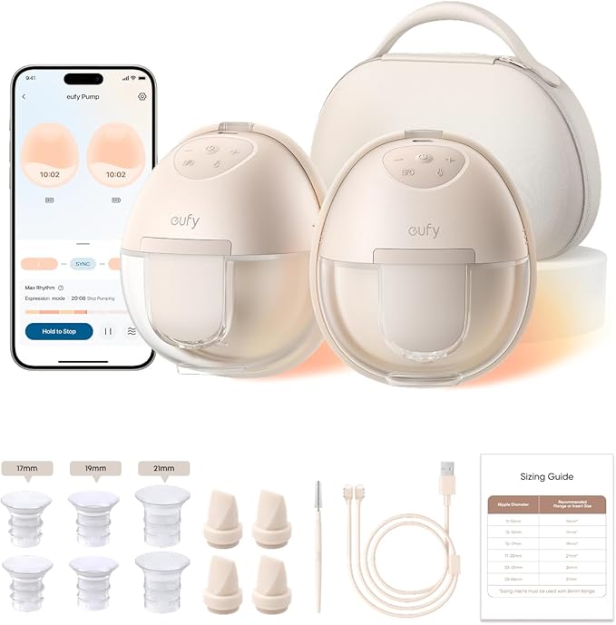 eufy Security Breast Pump S1 Pro, Heated Wearable, Slim Hands-Free with Industry-Leading HeatFlow Tech, Wireless Charging ...