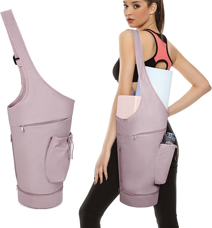 sportsnew Yoga Mat Bag, Large Opening Long Tote Yoga Mat Carrier Holder Bag with Waterproof Wet Pocket and Drawstring Wate...