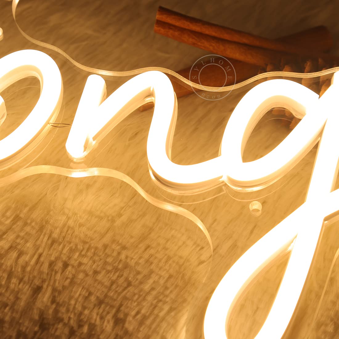 Sylhome Led Neon Light Sign - Congrats For Wedding/Birthday/Graduation - Warm White - 15.8 X 7.4 - Indoor Decor - Model Ns-Rc5Vd