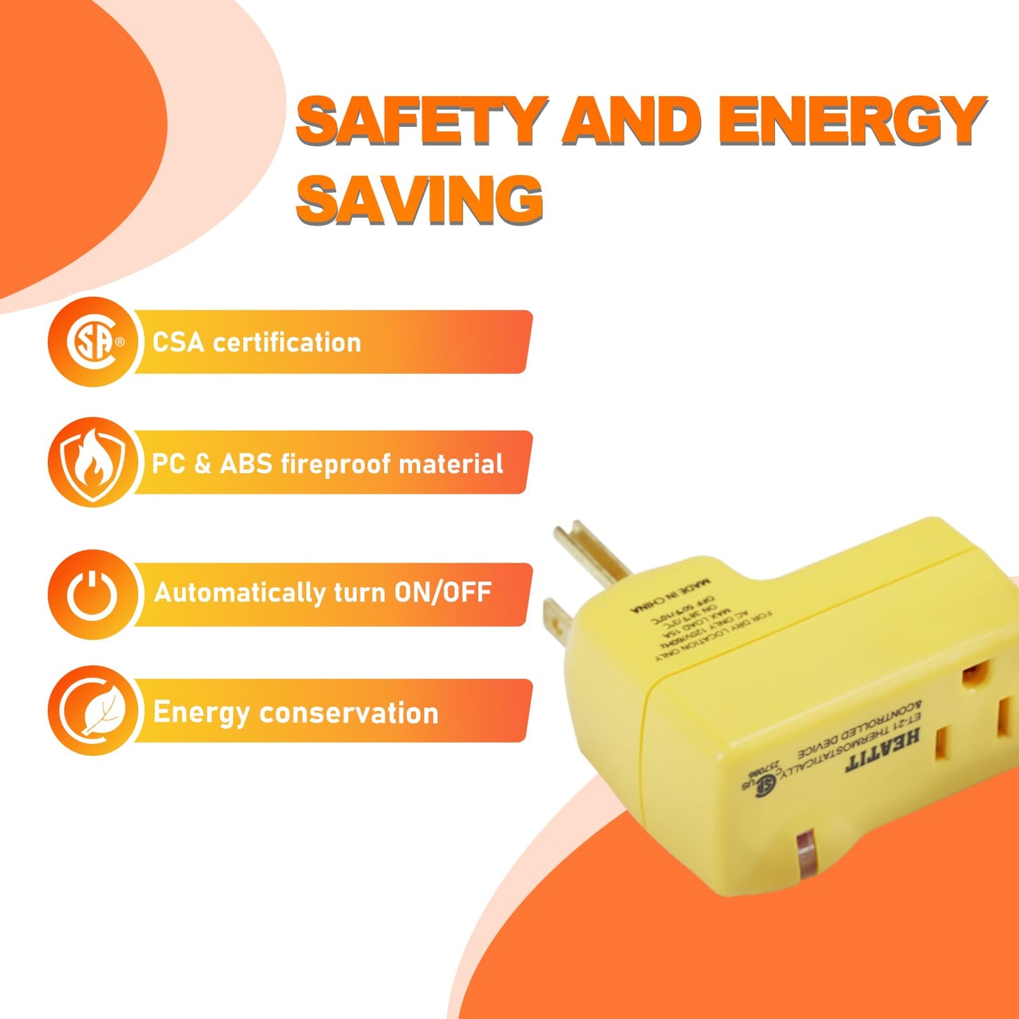 HEATIT ET-21 Freeze Thermostatically Controlled Outlet On at 38F /Off at 50F