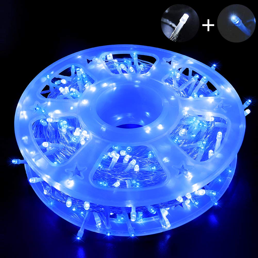 Mygoto Led String Lights 500Led 165Ft Indoor/Outdoor Fairy Lights 30V 8 Modes Blue+White For Home, Party, Wedding, Wall Decoration