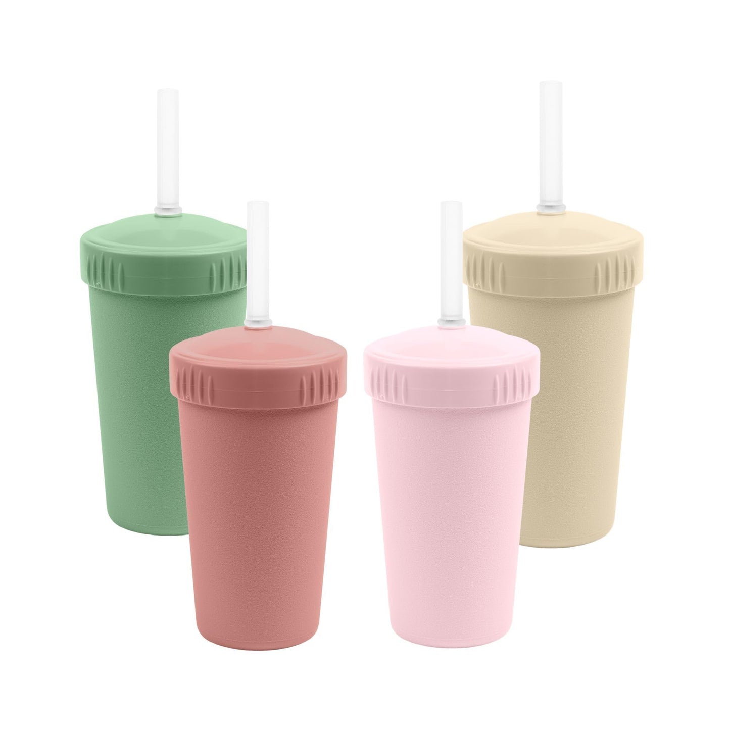 Re-Play 10 oz. Straw Cups for Kids with Silicone Locking Straws - Dishwasher & Microwave Safe - Made in USA - Set of 4-7.37" x 7.37" x 1.25" - Desert Roses