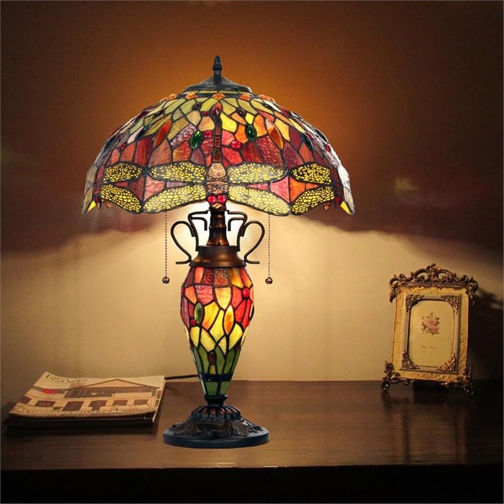 CHLOE Lighting Dragonfly 3-Light Table Lamp, Double Lit, Metal, Dark Bronze, Model CH3T471RD16-DT3