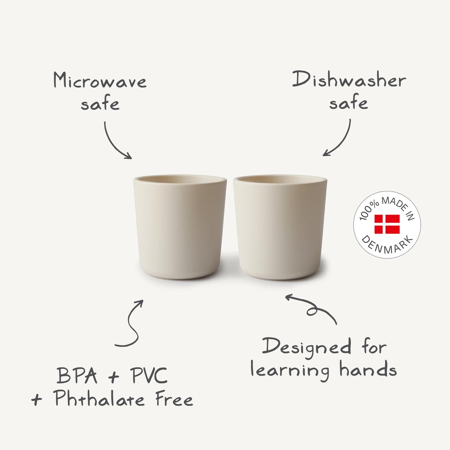 mushie Dinnerware Cups For Kids | Made in Denmark, Set of 2 (Cloud)