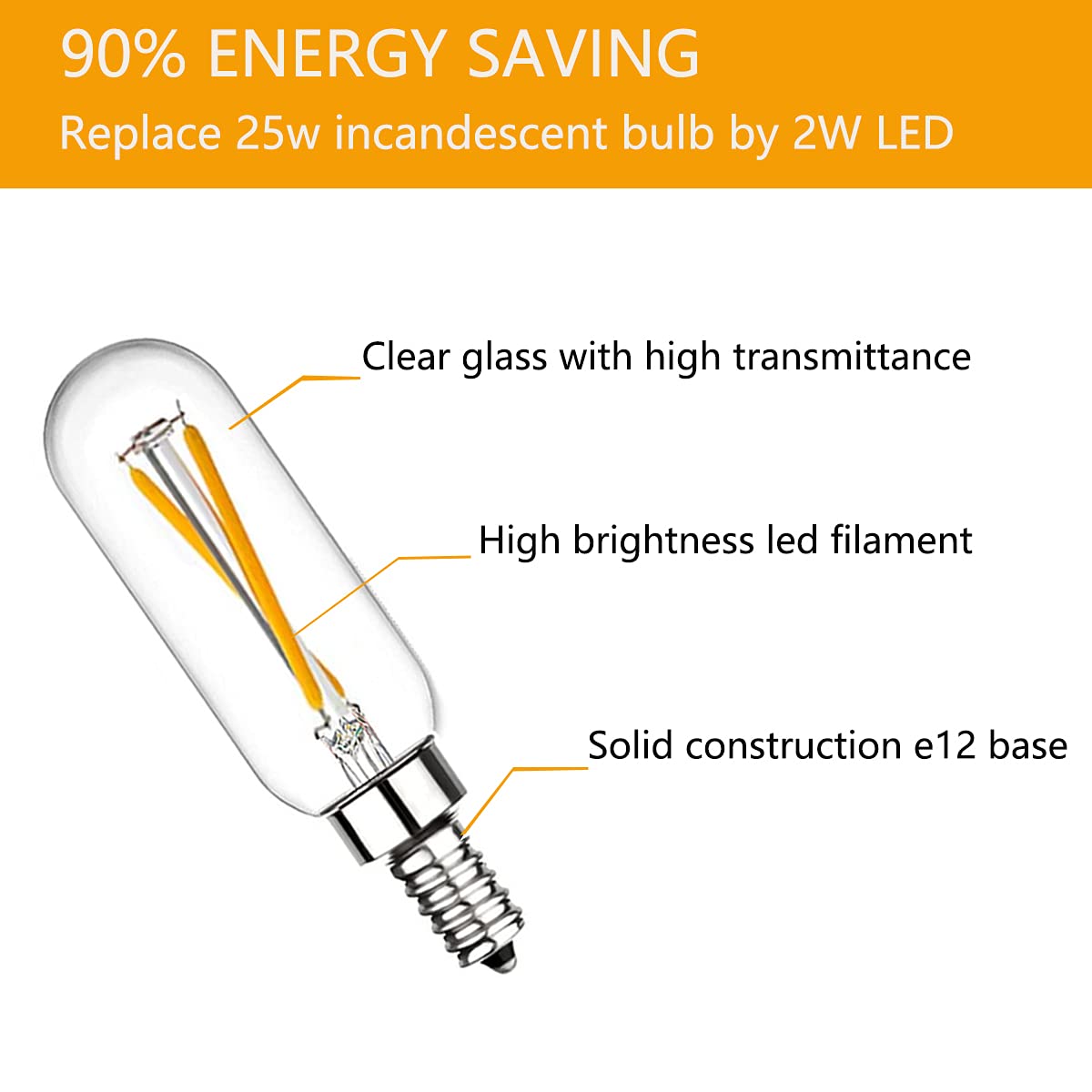 Beonllay Dimmable T6 LED Bulbs 25W E12 Filament Chandelier Light 3000K Soft White Glass 12 Pack