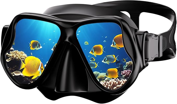 Scuba Mask, Diving Mask with Anti-Fog HD Tempered Glass Diving Goggles Nose Cover, Snorkel Mask for Adults Diving Snorkeli...