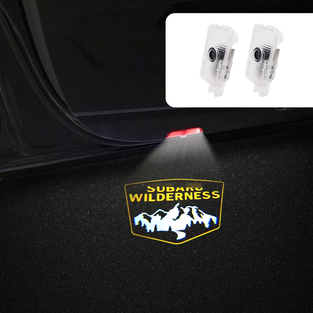Led Car Door Logo Lights Courtesy Projector Laser Welcome Light Puddle Lamp 2 Pcs Compatible With Forester Outback Legacy Ascent Car Accessories (Wilderness-Yellow  Wilderness)