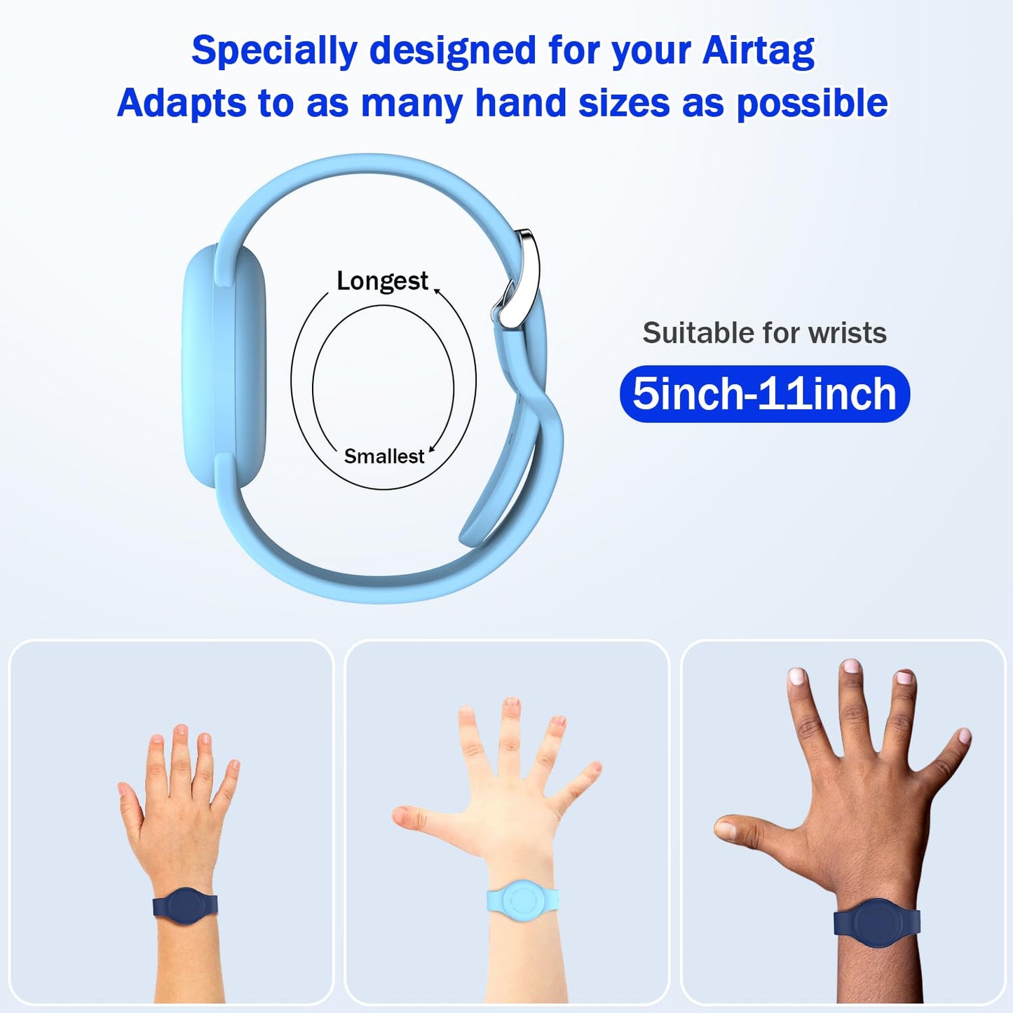 R-Fun Waterproof For Air Tag Bracelets [2 Pack] Compatible With Apple Air Tag Finders With Soft Silicone,Anti Lost Gps Item Find