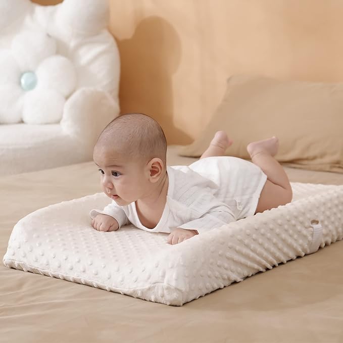Solid Changing Table Pad Cover Cradle Sheet, Fits 32"/34''x16" Contoured Diaper Changing Pad, Ultra Soft Cozy Minky Dots Plush Changing Table Covers, Breathable Wipeable Removable (Beige)