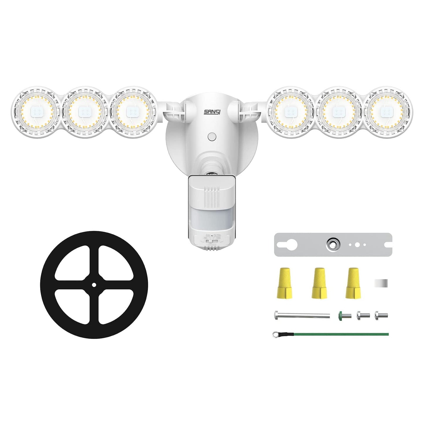 Sansi 45W Motion Sensor Outdoor Flood Light, 6000Lm, 5000K, White, C2440-Mw-45W, 4 Modes, 320° Wide Angle
