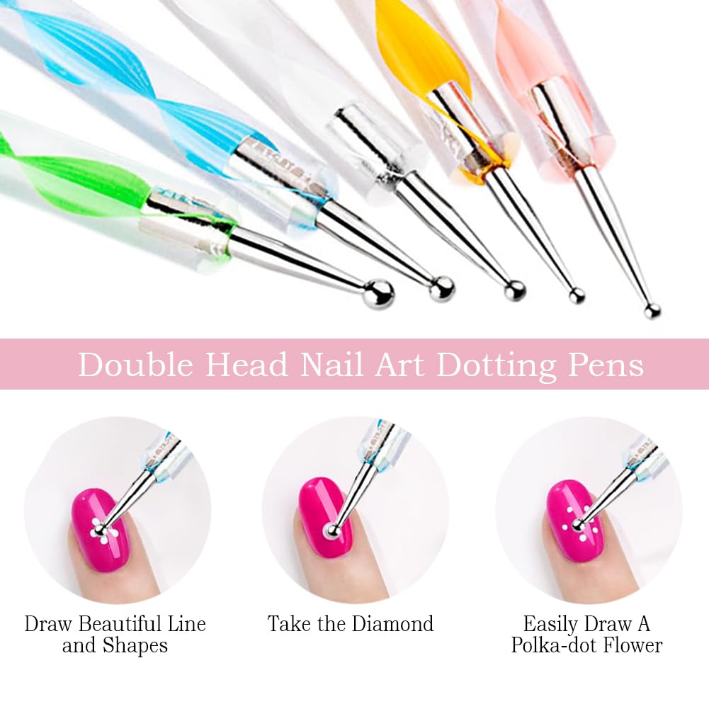 Nail Art Tools 27Pcs Set,Nail Art Brush,Resin Nail Art Palette,5 Pcs Nail Art Sculpture Pen,2-way Acrylic Silicone Engraving Pen