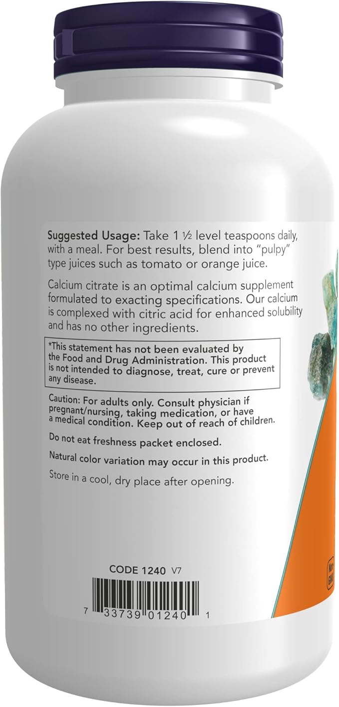 NOW Supplements, Calcium Citrate Powder, Highly Bioavailable Calcium, Supports Bone Health*, 8-Ounce (Pack of 2)