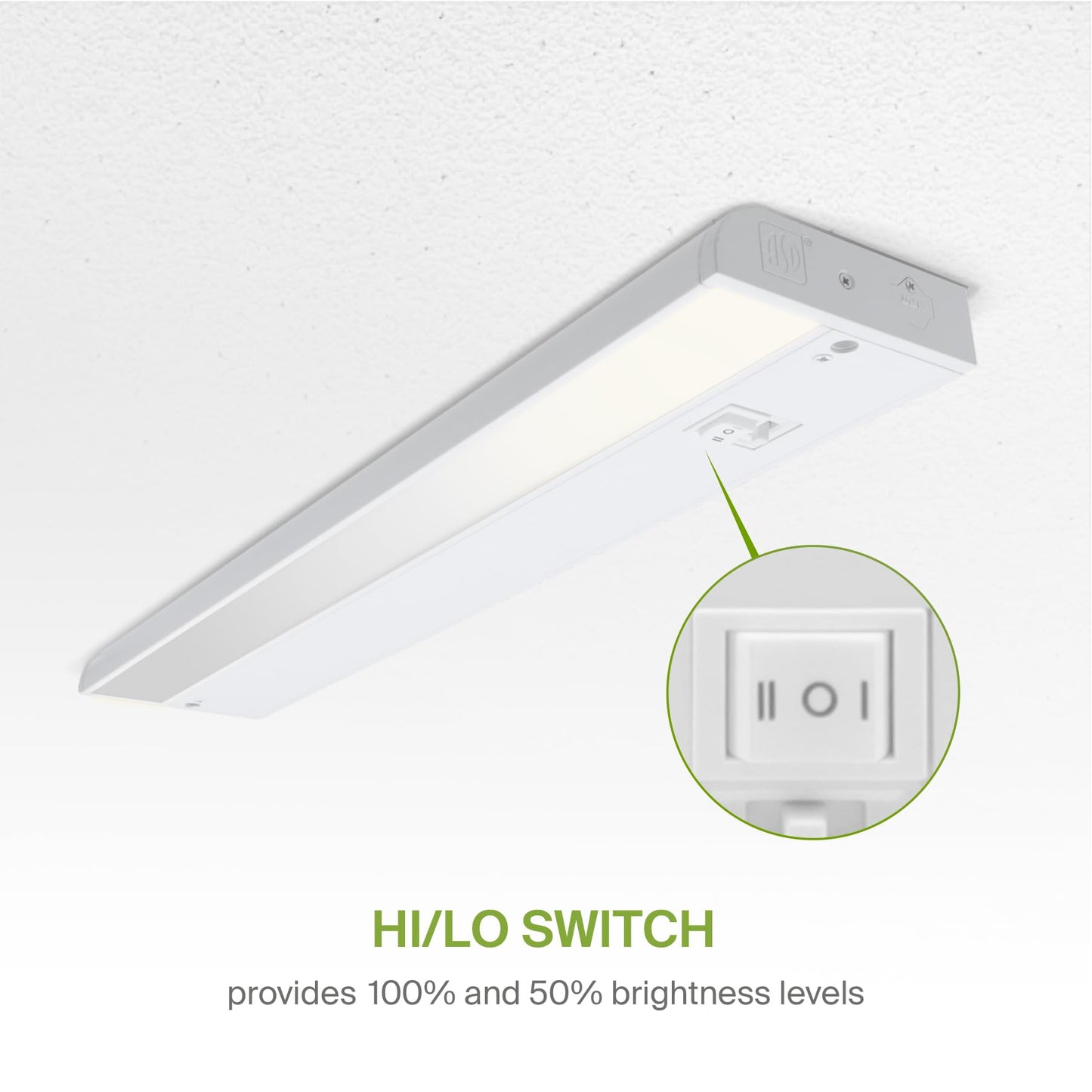 Asd Led Under Cabinet Lighting, 12 Inch, Dimmable, Hardwired/Plug-In, 3 Color Levels, 20-Pack, Energy Star, White