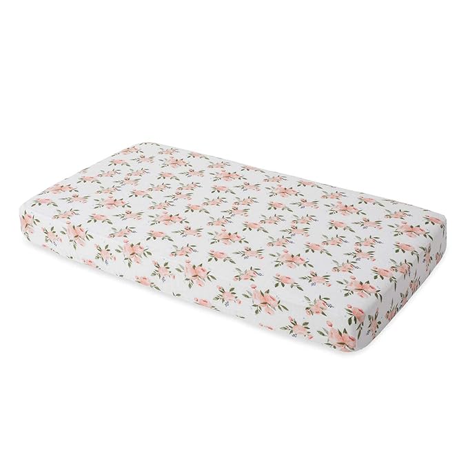 Little Unicorn Premium Crib Sheet | Breathable & Super-Soft Muslin Fabric (Watercolor Roses)