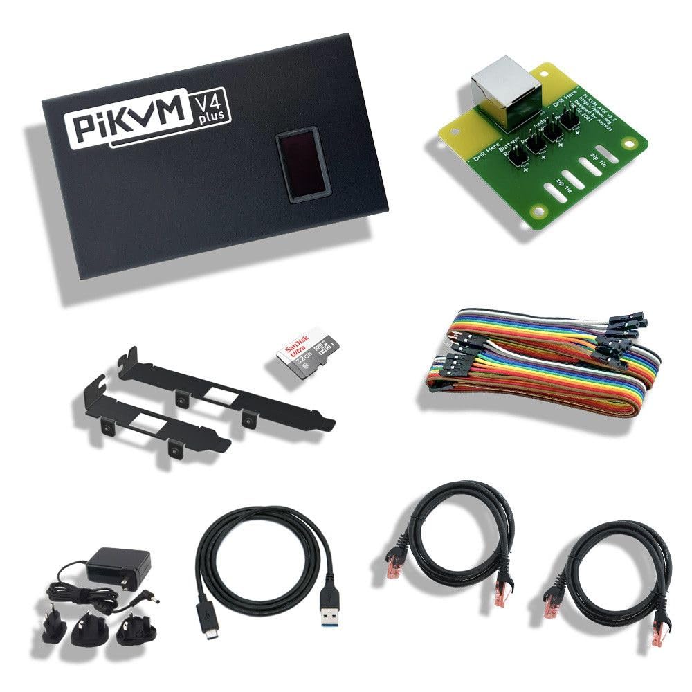 Pikvm V4 Plus Ip Kvm - Raspberry Pi Based Kvm Over Ip - Hd Video - Install Os Via Uefi/Bios Control - Usb 3.0 Storage - Remote C