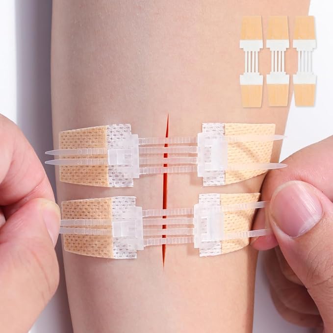 Emergency Wound Closures - 3 Pcs Butterfly Bandages Adhesive Bandages Stitch sutures Zipper Laceration Repair Without Stitches for Wound Care First Aid