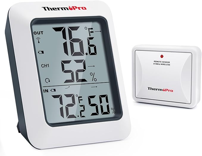 ThermoPro TP60 Digital Hygrometer Outdoor Thermometer Wireless Temperature and Humidity Gauge Monitor Room Thermometer wit...