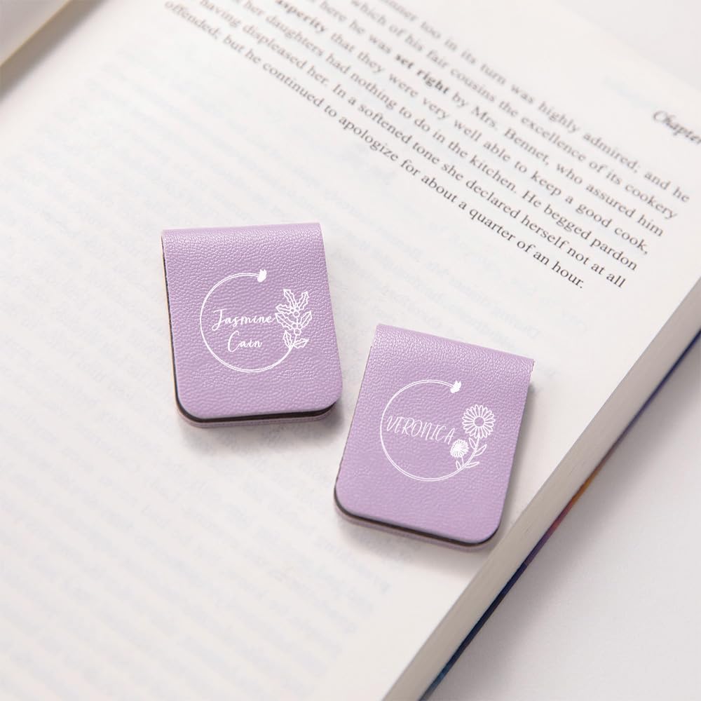 CALLIE Personalized Magnetic Bookmark Clip – Custom Name Reading Gifts for Book Lovers, Birthday Teacher's Day Christmas for Bookworm Gifts (Birth Flower Wreath)